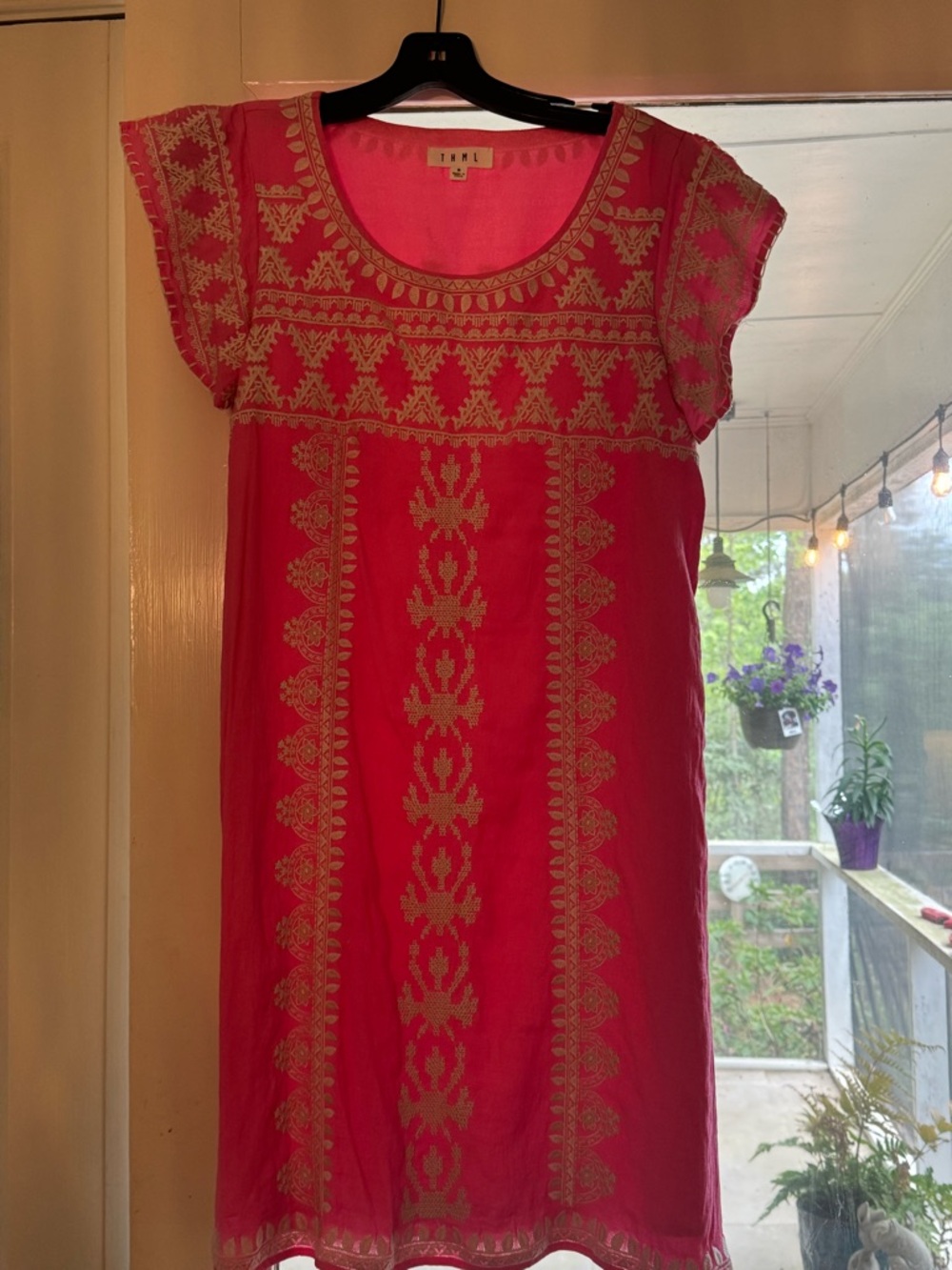 Pink Embroidered Tunic Dress